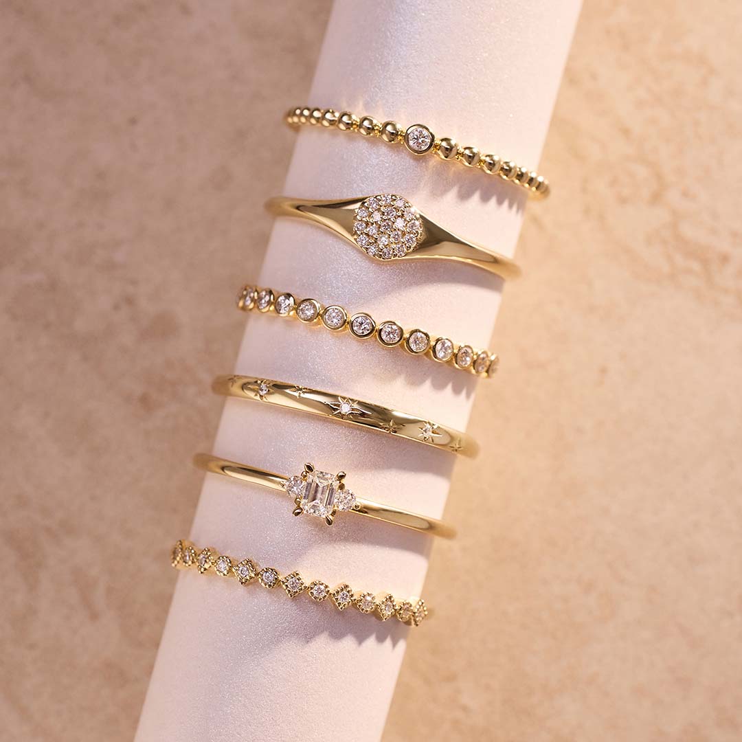 Ring met diamant, parel en bubbels