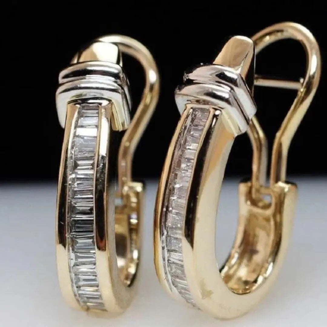 Vintage oorbellen van geel metaal en diamanten