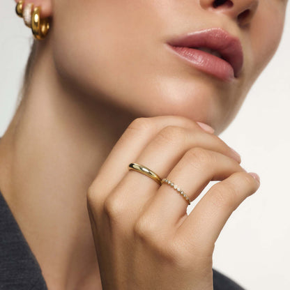 Ring met diamant, parel en bubbels