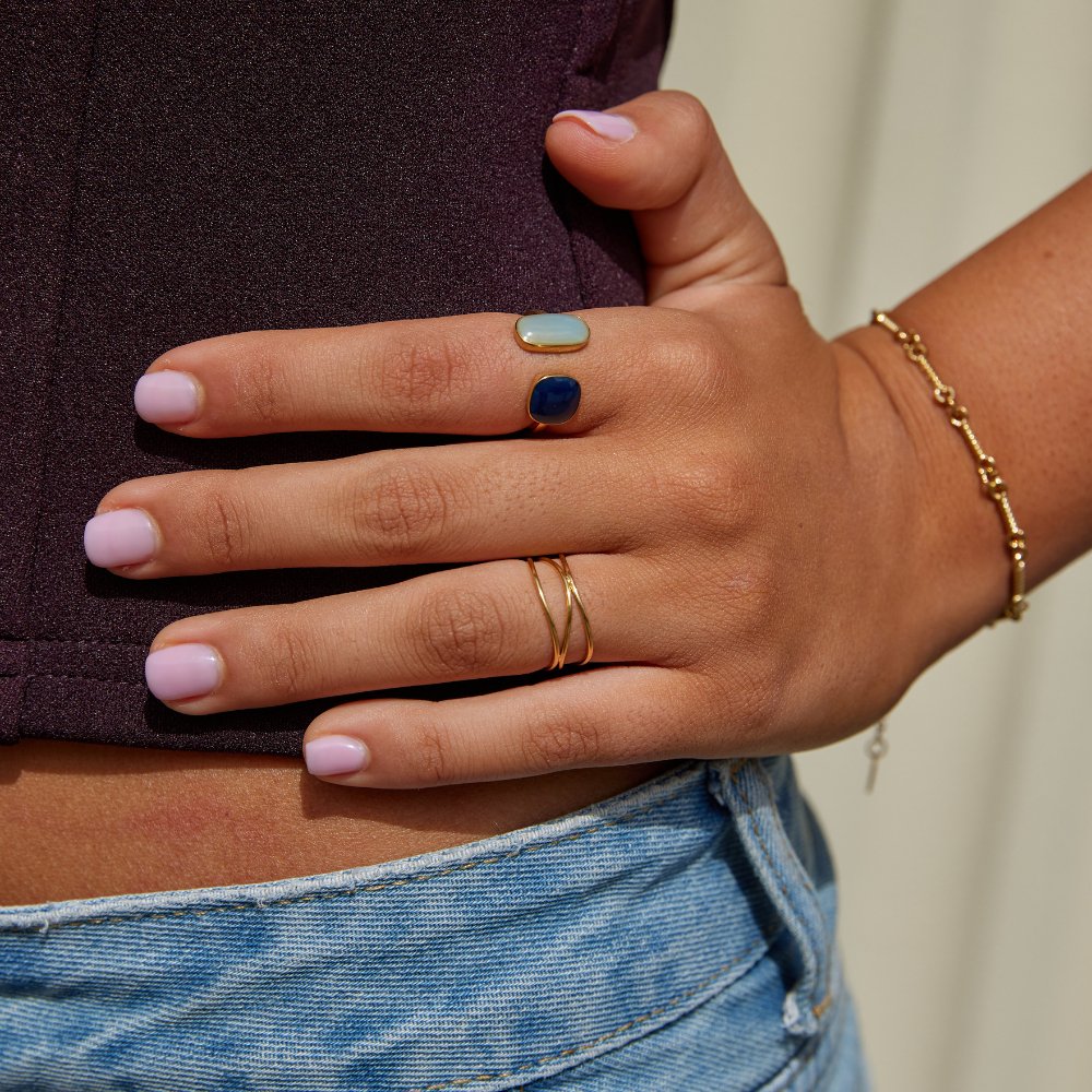 Ring met turkoois in beugels