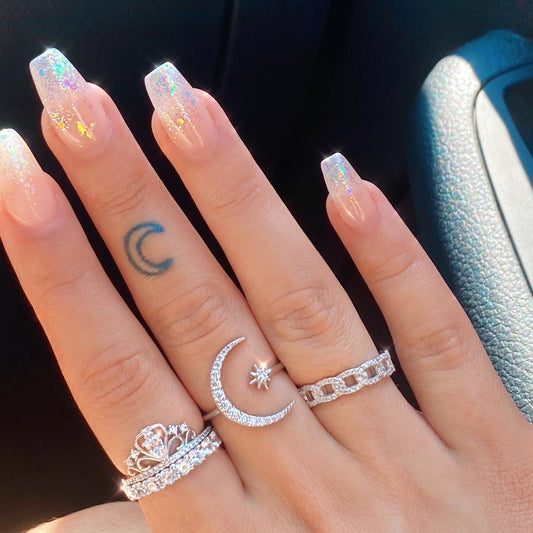 Zilveren ring met Maan en Ster